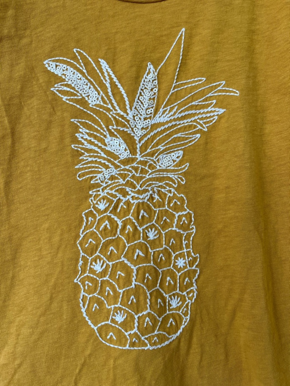 J. Crew Collector t-shirt mustard green with pineapple, size XS - Picture 3 of 6